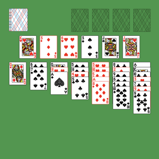 Agnes Solitaire. Move all the cards to the Foundations. Foundation piles (right top): An empty spot may be filled with an Ace. Build up by suit. Tableau piles: Build down in descending order and alternating color. A group of cards can be moved to another pile if they are in sequence down by alternating color. An empty spot may be filled with a King. Reserve piles (center): Topmost card is available for play. Click on the deck to deal a new row of cards. Double-click on a card to move it into its place. Double-click or right-click on the game field to move all available cards into its place.