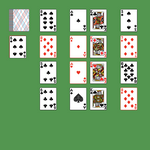 Wheatsheaf Solitaire. Move all the cards to the Foundations. Ace Foundation piles (middle left): Build up by suit. King Foundation piles (middle right): Build down by suit. Tableau piles (left and right): Build up or down by suit, wrapping from Ace to King or from King to Ace as necessary. An empty spot may be filled with any card. Only topmost card is available for play. You may only pass through the deck once. Double-click on a card to move it into its place.