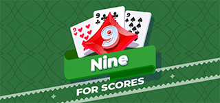 Nine for Scores Card Game. Nine is russian variant of Domino card game. Cards are played out to form a layout of sequences going up and down in suit from nines.