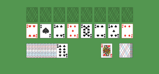 American Toad Solitaire. Move all the cards to the Foundations. Foundation piles (top): An empty spot may be filled with an Ace. Build up by suit. Tableau piles: Build down by suit. A group of cards can be moved to another pile if they are in sequence down by suit. An empty spot may be filled with any card. Reserve pile (left bottom): Topmost card is available for play. You may only pass through the deck two times. Double-click on a card to move it into its place. Double-click or right-click on the game field to move all available cards into its place.