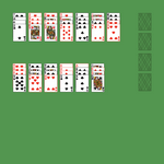Baker's Dozen Solitaire. Move all the cards to the Foundations. Foundation piles (right): An empty spot may be filled with an Ace. Build up by suit. Tableau piles: Build down in descending order regardless of suit. An empty spot may be filled with a King. Only topmost card is available for play. Double-click on a card to move it into its place. Double-click or right-click on the game field to move all available cards into its place.