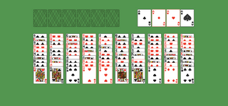 Big Baker Solitaire. Move all the cards to the Foundations. Ace Foundation piles (right top): Build up by suit, wrapping from King to Ace as necessary. Tableau piles: Build down by suit, wrapping from Ace to King as necessary. A group of cards can be moved to another pile if they are in sequence down by suit. An empty spot may be filled with a King. Reserve piles (left top): Can only contain one any card. Double-click on a card to move it into its place. Double-click or right-click on the game field to move all available cards into its place.