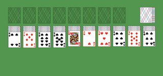 Black Widow Solitaire. Group all of the cards into sets of 13 cards in desceding order by suit from King to Ace. Tableau piles: Build down in descending order regardless of suit. A group of cards can be moved to another pile if they are in sequence down by suit. An empty spot may be filled with any card. Reserve piles (top): Can only contain one any card. Click on the deck to deal a new row of cards.