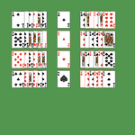 Castle Solitaire. Move all the cards to the Foundations. Ace Foundation piles (center): Build up by suit. Tableau piles: Build down in descending order regardless of suit. An empty spot may be filled with any card. Only topmost card is available for play. Double-click on a card to move it into its place. Double-click or right-click on the game field to move all available cards into its place.