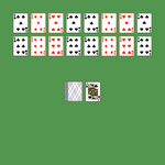 Contradance Solitaire. Move all the cards to the Foundations. Five Foundation piles (first row): Build down by suit, wrapping from Ace to King as necessary. Six Foundation piles (second row): Build up by suit. You may only pass through the deck two times.