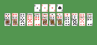 Delta star Solitaire. Move all the cards to the Foundations. Ace Foundation piles (top): Build up by suit. Tableau piles: Build down by suit. An empty spot may be filled with any card. Only topmost card is available for play. Double-click on a card to move it into its place. Double-click or right-click on the game field to move all available cards into its place.