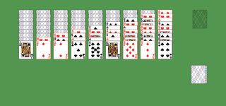 Diagonal Solitaire. Group all of the cards into sets of 13 cards in desceding order by suit from King to Ace. Tableau piles: Build down by suit. Any face up card and all the cards below it are available for play. An empty spot may be filled with a King. Reserve pile (right top): An empty spot may be filled with any card or correctly ranked pile. Click on the deck to deal a new row of cards.