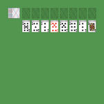 Double Easthaven Solitaire. Move all the cards to the Foundations. Foundation piles (top): An empty spot may be filled with an Ace. Build up by suit. Tableau piles: Build down in descending order and alternating color. A group of cards can be moved to another pile if they are in sequence down by alternating color. An empty spot may be filled with a King. Click on the deck to deal a new row of cards. Double-click on a card to move it into its place. Double-click or right-click on the game field to move all available cards into its place.