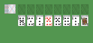 Double Easthaven Solitaire. Move all the cards to the Foundations. Foundation piles (top): An empty spot may be filled with an Ace. Build up by suit. Tableau piles: Build down in descending order and alternating color. A group of cards can be moved to another pile if they are in sequence down by alternating color. An empty spot may be filled with a King. Click on the deck to deal a new row of cards. Double-click on a card to move it into its place. Double-click or right-click on the game field to move all available cards into its place.