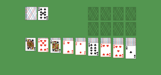 Double Klondike Solitaire. Move all the cards to the Foundations. Foundation piles (right top): An empty spot may be filled with an Ace. Build up by suit. Tableau piles: Build down in descending order and alternating color. A group of cards can be moved to another pile if they are in sequence down by alternating color. An empty spot may be filled with a King. You may pass through the deck many times. Double-click on a card to move it into its place. Double-click or right-click on the game field to move all available cards into its place.
