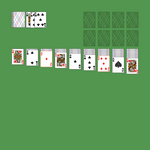 Double Klondike (Turn Three) Solitaire. Move all the cards to the Foundations. Foundation piles (right top): An empty spot may be filled with an Ace. Build up by suit. Tableau piles: Build down in descending order and alternating color. A group of cards can be moved to another pile if they are in sequence down by alternating color. An empty spot may be filled with a King. You may pass through the deck many times. Double-click on a card to move it into its place. Double-click or right-click on the game field to move all available cards into its place.