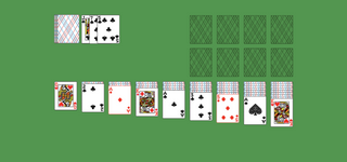 Double Klondike (Turn Three) Solitaire. Move all the cards to the Foundations. Foundation piles (right top): An empty spot may be filled with an Ace. Build up by suit. Tableau piles: Build down in descending order and alternating color. A group of cards can be moved to another pile if they are in sequence down by alternating color. An empty spot may be filled with a King. You may pass through the deck many times. Double-click on a card to move it into its place. Double-click or right-click on the game field to move all available cards into its place.