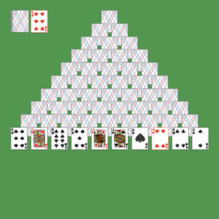 Double Pyramid Solitaire. Discard all the cards. Discard any pair of cards, whose compined value is 13. Aces are worth 1, Jacks are worth 11, Queens are worth 12, Kings are worth 13. To discard a King, simply click on it. Move a card onto another card to remove them. You may pass through the deck many times.