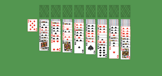 Double Yukon Solitaire. Move all the cards to the Foundations. Foundation piles (right top): An empty spot may be filled with an Ace. Build up by suit. Tableau piles: Build down in descending order and alternating color. Any face up card and all the cards below it are available for play. An empty spot may be filled with a King. Double-click on a card to move it into its place. Double-click or right-click on the game field to move all available cards into its place.
