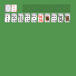 Dress Parade Solitaire. Move all the cards to the Foundations. Foundation piles (right top): An empty spot may be filled with an Ace. Build up by suit. Tableau piles: Build down in descending order and alternating color. A group of cards can be moved to another pile if they are in sequence down by alternating color. An empty spot may be filled with any card. You may only pass through the deck once. Double-click on a card to move it into its place. Double-click or right-click on the game field to move all available cards into its place.