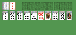 Dress Parade Solitaire. Move all the cards to the Foundations. Foundation piles (right top): An empty spot may be filled with an Ace. Build up by suit. Tableau piles: Build down in descending order and alternating color. A group of cards can be moved to another pile if they are in sequence down by alternating color. An empty spot may be filled with any card. You may only pass through the deck once. Double-click on a card to move it into its place. Double-click or right-click on the game field to move all available cards into its place.