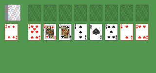 Eight sages Solitaire. Move all the cards to the Foundations. Foundation piles (right top): An empty spot may be filled with an Ace. Build up by suit. Tableau piles: Cards can be moved from the waste only. The topmost card is available for play on the foundation piles. An empty spot may be filled with any card. Build down in descending order and alternating color. You may only pass through the deck two times. Double-click on a card to move it into its place.
