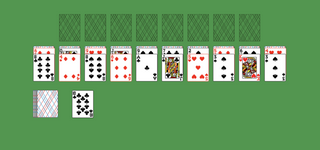 Indian Solitaire. Move all the cards to the Foundations. Foundation piles (top): An empty spot may be filled with an Ace. Build up by suit. Tableau piles: Build down in descending order and alternating suit. An empty spot may be filled with any card. Only topmost card is available for play. You may only pass through the deck once. Double-click on a card to move it into its place. Double-click or right-click on the game field to move all available cards into its place.