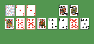Little Spider Solitaire. Move all the cards to the Foundations. Ace Foundation piles (left top): Build up by suit. King Foundation piles (right top): Build down by suit. Tableau piles (until the stock is empty): Topmost card available for play. Tableau piles (when the stock is empty): Build up or down regardless of suit, wrapping from Ace to King or from King to Ace as necessary. Only topmost card is available for play. An empty spot may not be filled. Click on the deck to deal a new row of cards. Double-click on a card to move it into its place.