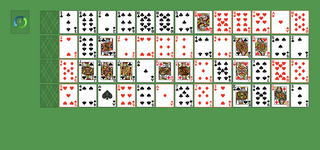 Gaps Solitaire. Order cards left to right in suit from Ace to King. The far left spot may only be filled with an Ace. An empty spot may be filled with a card that is of the same suit and one rank higher than the card to the left. No card may be placed in the spot to the right of a King. You may shuffle the cards. Double-click on a card to move it into its place.