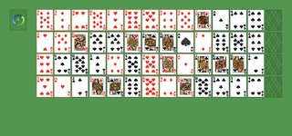 Hard Gaps Solitaire. Order cards left to right in suit from Ace to King. The far left spot may only be filled with an Ace. An empty spot may be filled with a card that is of the same suit and one rank higher than the card to the left. No card may be placed in the spot to the right of a King. You may shuffle the cards. Double-click on a card to move it into its place.