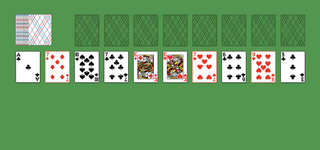 Miss Milligan Solitaire. Move all the cards to the Foundations. Foundation piles (top): An empty spot may be filled with an Ace. Build up by suit. Tableau piles: Build down in descending order and alternating color. A group of cards can be moved to another pile if they are in sequence down by alternating color. An empty spot may be filled with any card. Click on the deck to deal a new row of cards. Double-click on a card to move it into its place. Double-click or right-click on the game field to move all available cards into its place.