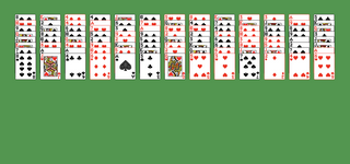 Mrs Mop Solitaire. Discard all the cards. When an entire suit of thirteen cards becomes exposed, it is automatically removed from the tableau. Build down in descending order regardless of suit, wrapping from Ace to King as necessary. A group of cards can be moved to another pile if they are in sequence down by suit. An empty spot may be filled with any card.