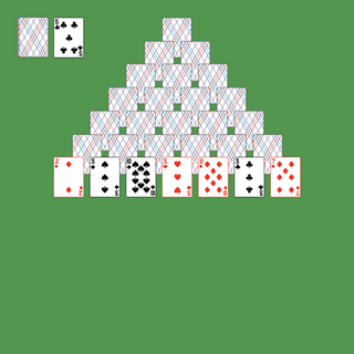Pyramid Solitaire. Discard all the cards. Discard any pair of cards, whose compined value is 13. Aces are worth 1, Jacks are worth 11, Queens are worth 12, Kings are worth 13. To discard a King, simply click on it. Move a card onto another card to remove them. You may pass through the deck many times.