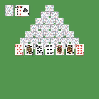 Pyramid (Turn Three) Solitaire. Discard all the cards. Discard any pair of cards, whose compined value is 13. Aces are worth 1, Jacks are worth 11, Queens are worth 12, Kings are worth 13. To discard a King, simply click on it. Move a card onto another card to remove them. You may pass through the deck many times.