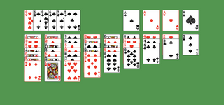 Raglan Solitaire. Move all the cards to the Foundations. Ace Foundation piles (right top): Build up by suit. Tableau piles: Build down in descending order and alternating color. An empty spot may be filled with any card. Only topmost card is available for play. Reserve piles (left top): Topmost card is available for play. Double-click on a card to move it into its place. Double-click or right-click on the game field to move all available cards into its place.