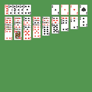 Raglan Solitaire. Move all the cards to the Foundations. Ace Foundation piles (right top): Build up by suit. Tableau piles: Build down in descending order and alternating color. An empty spot may be filled with any card. Only topmost card is available for play. Reserve piles (left top): Topmost card is available for play. Double-click on a card to move it into its place. Double-click or right-click on the game field to move all available cards into its place.