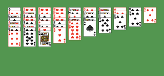 Simon Solitaire. Group all of the cards into sets of 13 cards in desceding order by suit from King to Ace. Build down in descending order regardless of suit. A group of cards can be moved to another pile if they are in sequence down by suit. An empty spot may be filled with any card.