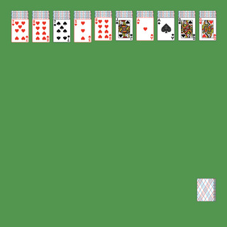 Spider (two suits) Solitaire. Discard all the cards. When an entire suit of thirteen cards becomes exposed, it is automatically removed from the tableau. Build down in descending order regardless of suit. A group of cards can be moved to another pile if they are in sequence down by suit. An empty spot may be filled with any card. Click on the deck to deal a new row of cards. There must be at least one card in each tableau before you can deal a new row of cards.