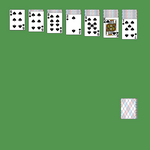 Spiderette (1 suit) Solitaire. Discard all the cards. When an entire suit of thirteen cards becomes exposed, it is automatically removed from the tableau. Build down in descending order regardless of suit. A group of cards can be moved to another pile if they are in sequence down by suit. An empty spot may be filled with any card. Click on the deck to deal a new row of cards. There must be at least one card in each tableau before you can deal a new row of cards.