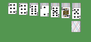 Spiderette (1 suit) Solitaire. Discard all the cards. When an entire suit of thirteen cards becomes exposed, it is automatically removed from the tableau. Build down in descending order regardless of suit. A group of cards can be moved to another pile if they are in sequence down by suit. An empty spot may be filled with any card. Click on the deck to deal a new row of cards. There must be at least one card in each tableau before you can deal a new row of cards.