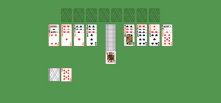 Staircase Solitaire. Move all the cards to the Foundations. Foundation piles (top): An empty spot may be filled with an Ace. Build up by suit. Tableau piles: Build down in descending order and alternating color. A group of cards can be moved to another pile if they are in sequence down by alternating color. An empty spot may be filled with any card. Reserve pile (center): Topmost card is available for play. You may pass through the deck many times. Double-click on a card to move it into its place. Double-click or right-click on the game field to move all available cards into its place.