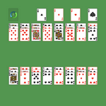 Trefoil Solitaire. Move all the cards to the Foundations. Ace Foundation piles (right top): Build up by suit. Tableau piles: Build down by suit. Only topmost card is available for play. An empty spot may not be filled. You may shuffle the cards. Double-click on a card to move it into its place.