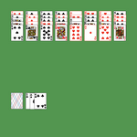 Turkish Carpet (Turn Three) Solitaire. Discard all the cards. Discard any pair of cards of equal rank. Move a card onto another card to remove them. You may pass through the deck many times.