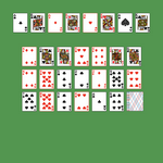 Twenty Solitaire. Move all the cards to the Foundations. Ace Foundation piles (top): Build up by suit. King Foundation piles (top): Build down by suit. Tableau piles: Only topmost card is available for play. An empty spot may be filled with any card. Once a place in the tableau becomes empty it's filled from the stock. Click on the deck to deal a new row of cards. Double-click on a card to move it into its place.