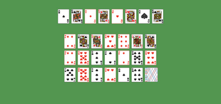 Twenty Solitaire. Move all the cards to the Foundations. Ace Foundation piles (top): Build up by suit. King Foundation piles (top): Build down by suit. Tableau piles: Only topmost card is available for play. An empty spot may be filled with any card. Click on the deck to deal a new row of cards. Once a place in the tableau becomes empty it's filled from the stock. Double-click on a card to move it into its place.