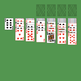 Yukon Solitaire. Move all the cards to the Foundations. Foundation piles (right top): An empty spot may be filled with an Ace. Build up by suit. Tableau piles: Build down in descending order and alternating color. Any face up card and all the cards below it are available for play. An empty spot may be filled with a King. Double-click on a card to move it into its place. Double-click or right-click on the game field to move all available cards into its place.