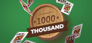 Thousand card game. Three player trick-taking card game based on accumulating points throughout hands to win the whole game.